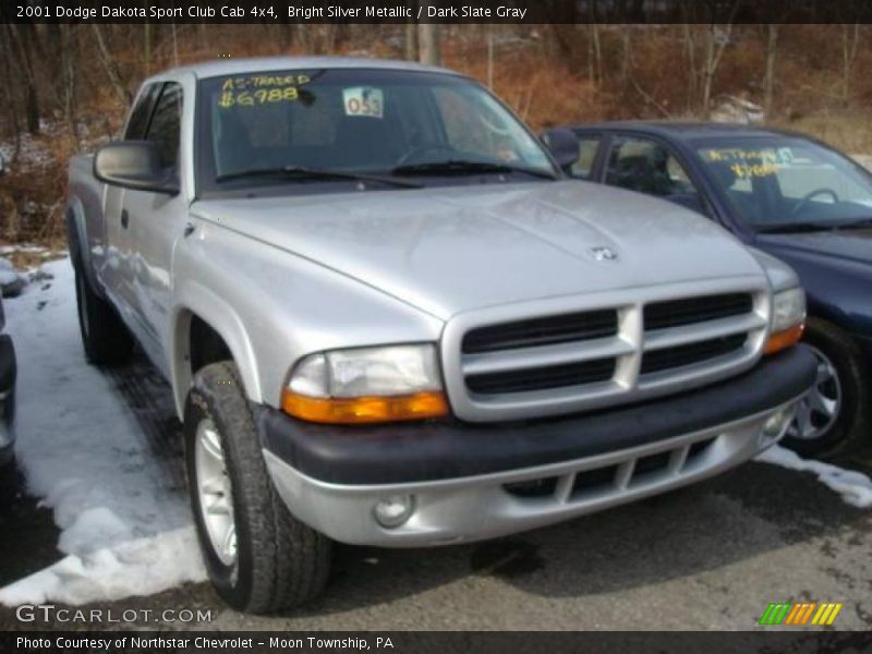 Bright Silver Metallic / Dark Slate Gray 2001 Dodge Dakota Sport Club Cab 4x4