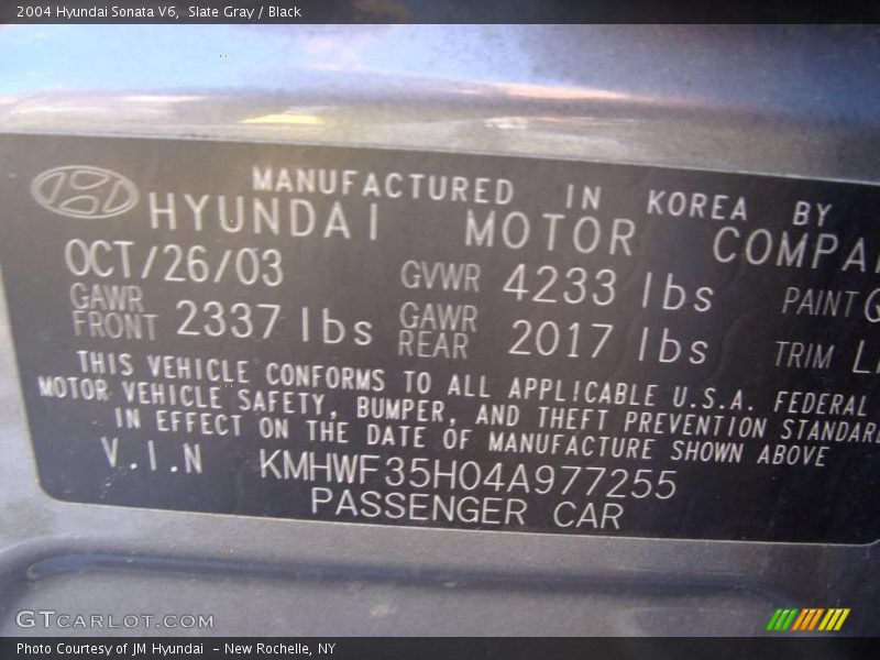 Slate Gray / Black 2004 Hyundai Sonata V6