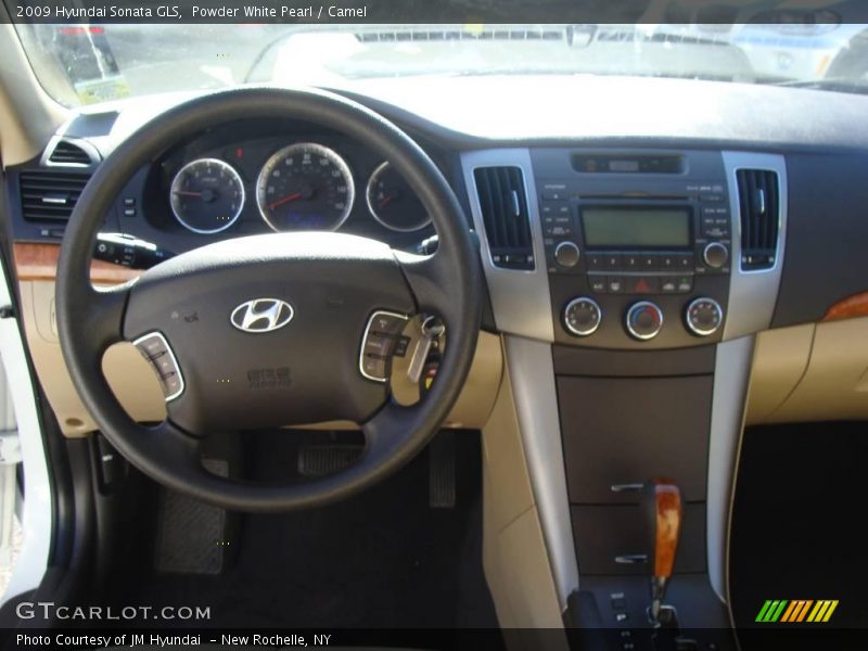 Powder White Pearl / Camel 2009 Hyundai Sonata GLS