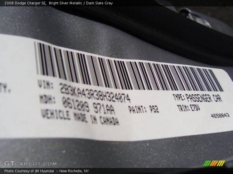 Bright Silver Metallic / Dark Slate Gray 2008 Dodge Charger SE