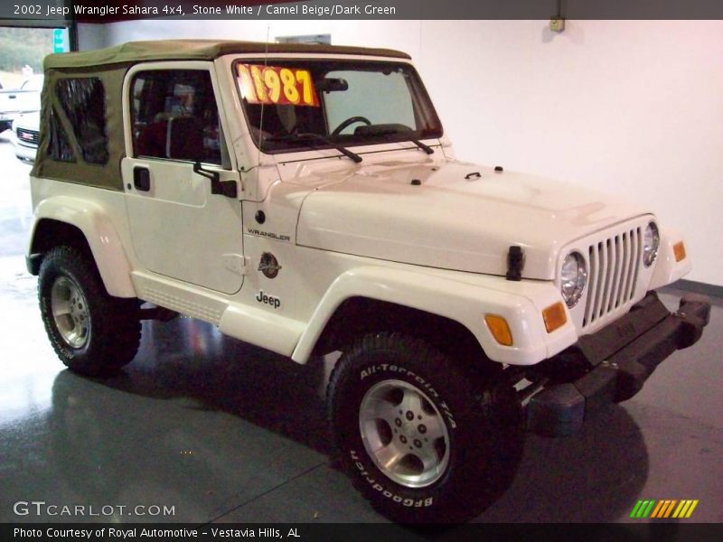 Stone White / Camel Beige/Dark Green 2002 Jeep Wrangler Sahara 4x4