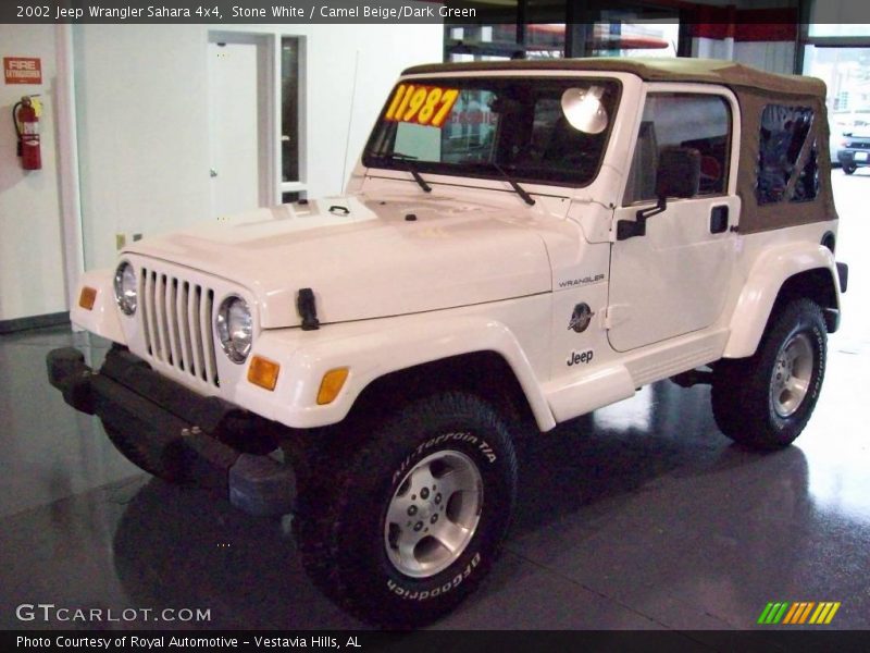 Stone White / Camel Beige/Dark Green 2002 Jeep Wrangler Sahara 4x4