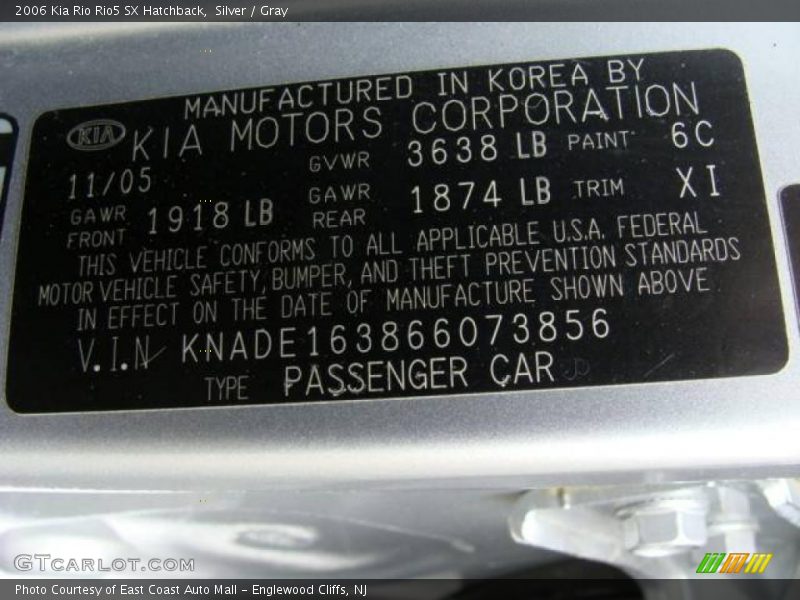 Silver / Gray 2006 Kia Rio Rio5 SX Hatchback