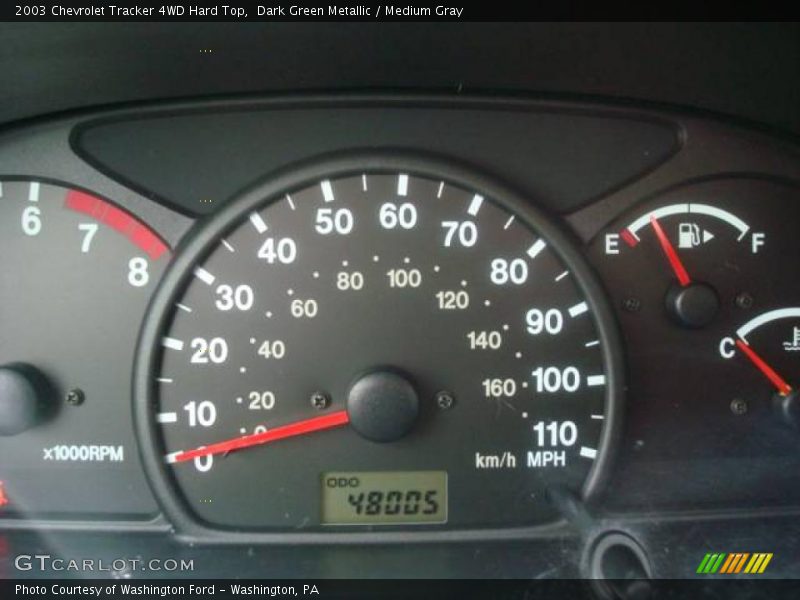 Dark Green Metallic / Medium Gray 2003 Chevrolet Tracker 4WD Hard Top
