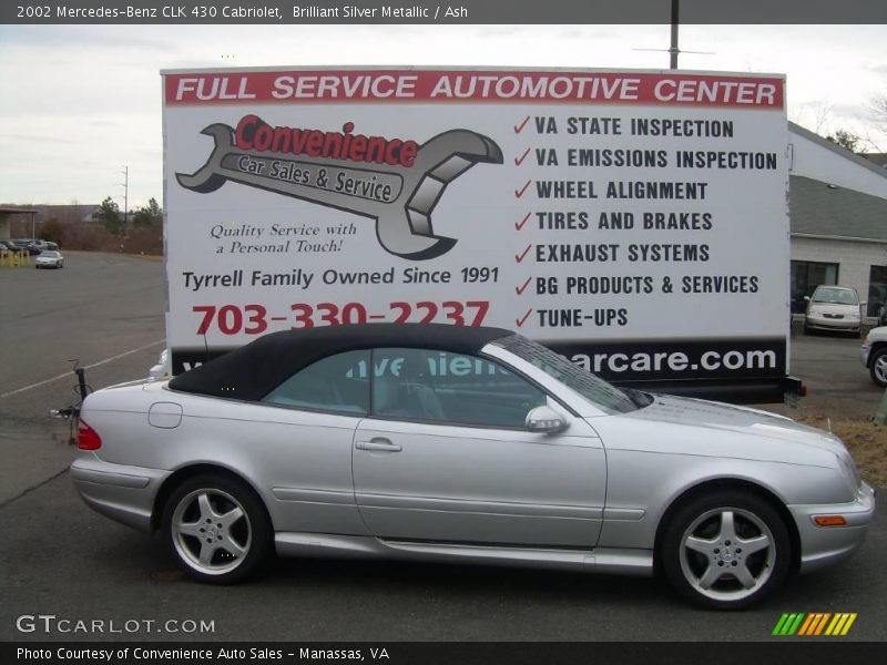Brilliant Silver Metallic / Ash 2002 Mercedes-Benz CLK 430 Cabriolet