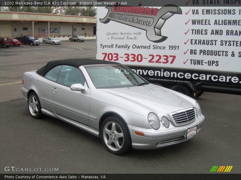Brilliant Silver Metallic / Ash 2002 Mercedes-Benz CLK 430 Cabriolet