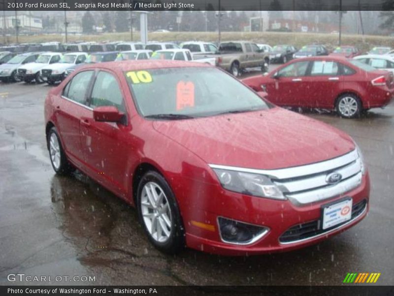 Sangria Red Metallic / Medium Light Stone 2010 Ford Fusion SEL
