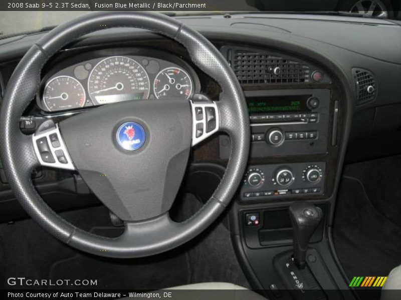 Fusion Blue Metallic / Black/Parchment 2008 Saab 9-5 2.3T Sedan