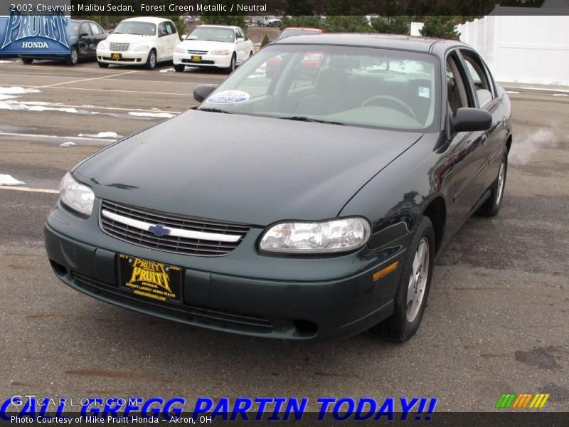 Forest Green Metallic / Neutral 2002 Chevrolet Malibu Sedan
