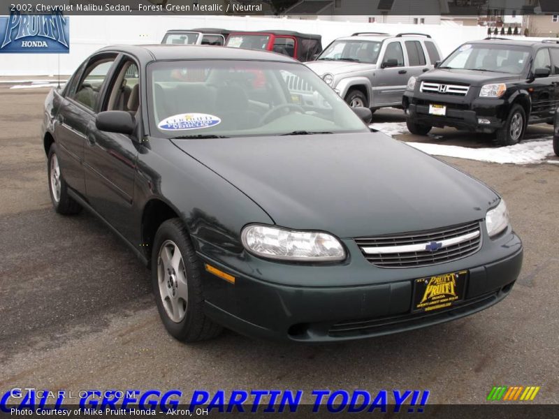 Forest Green Metallic / Neutral 2002 Chevrolet Malibu Sedan