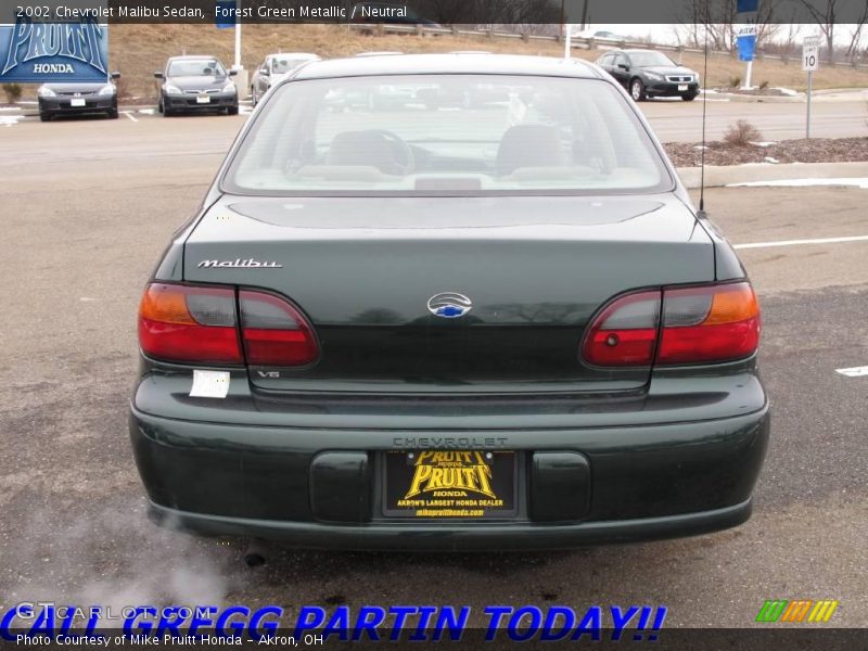 Forest Green Metallic / Neutral 2002 Chevrolet Malibu Sedan