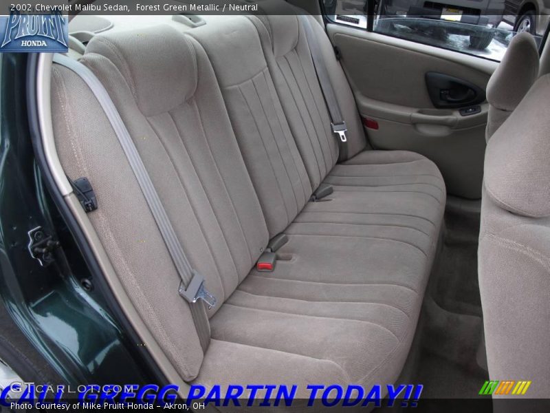 Forest Green Metallic / Neutral 2002 Chevrolet Malibu Sedan