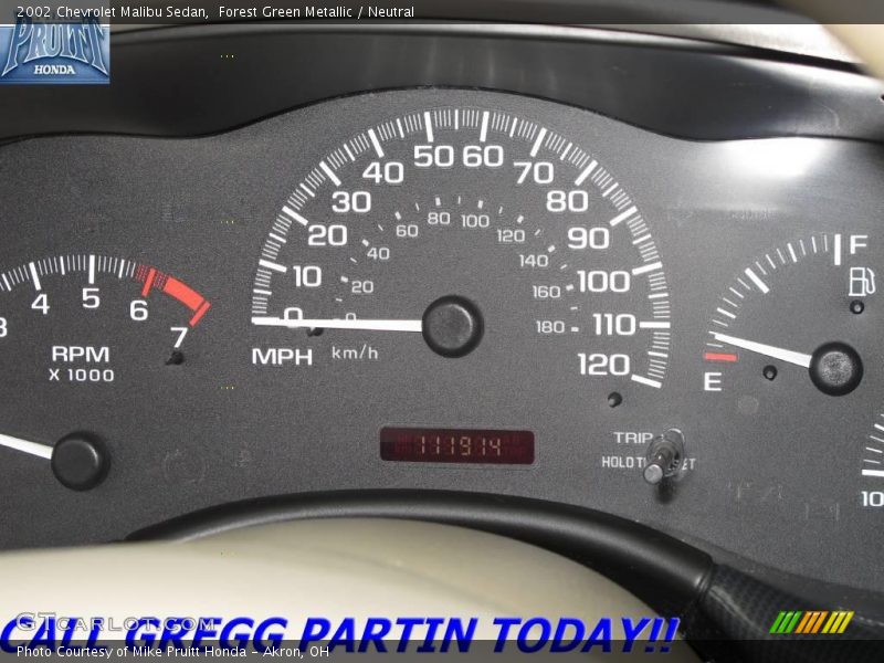 Forest Green Metallic / Neutral 2002 Chevrolet Malibu Sedan