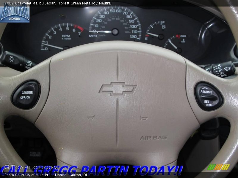 Forest Green Metallic / Neutral 2002 Chevrolet Malibu Sedan