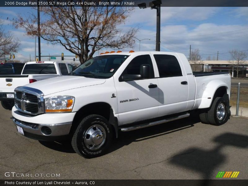Bright White / Khaki 2006 Dodge Ram 3500 SLT Mega Cab 4x4 Dually