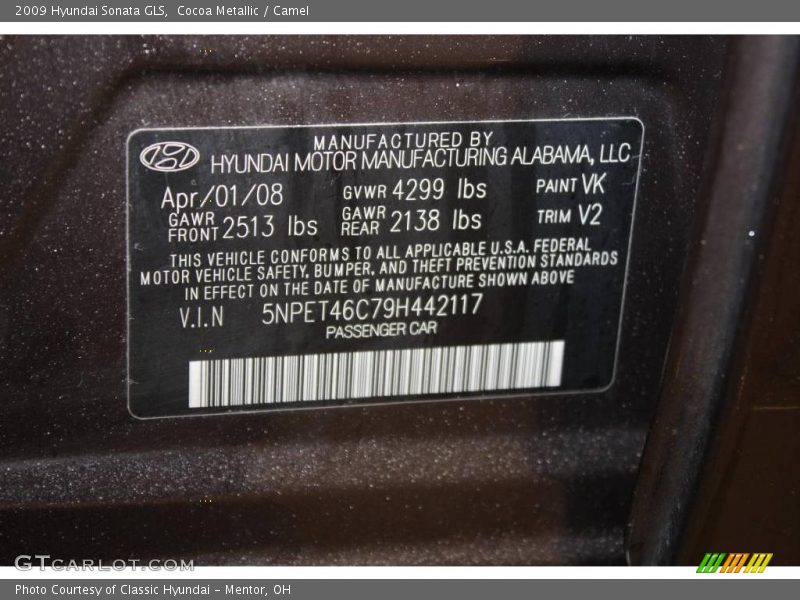 Cocoa Metallic / Camel 2009 Hyundai Sonata GLS