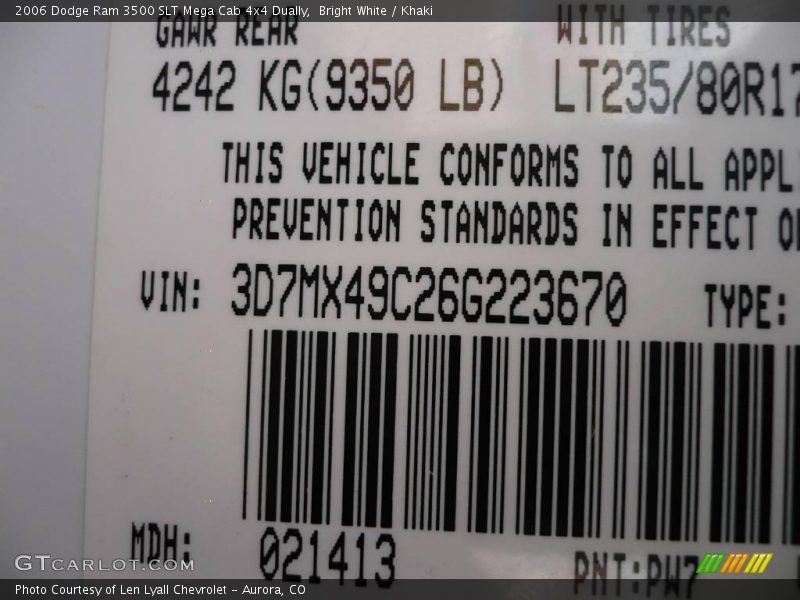 Bright White / Khaki 2006 Dodge Ram 3500 SLT Mega Cab 4x4 Dually
