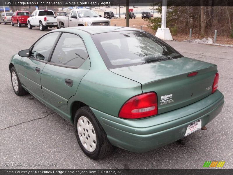 Alpine Green Pearl / Agate 1998 Dodge Neon Highline Sedan