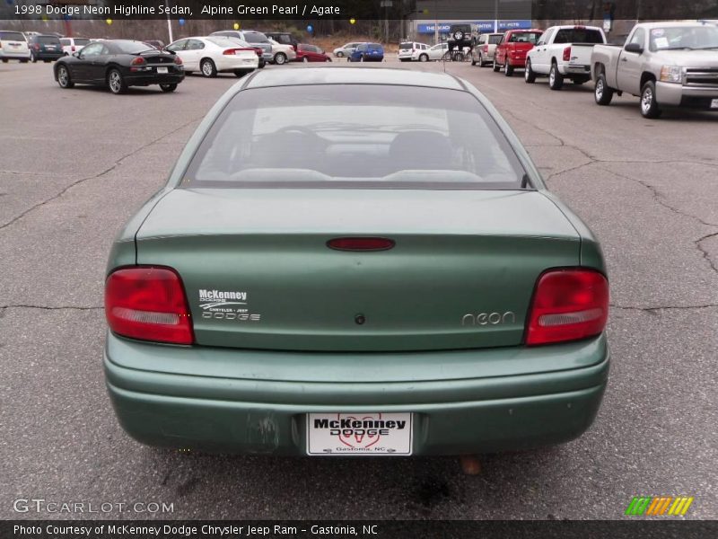 Alpine Green Pearl / Agate 1998 Dodge Neon Highline Sedan