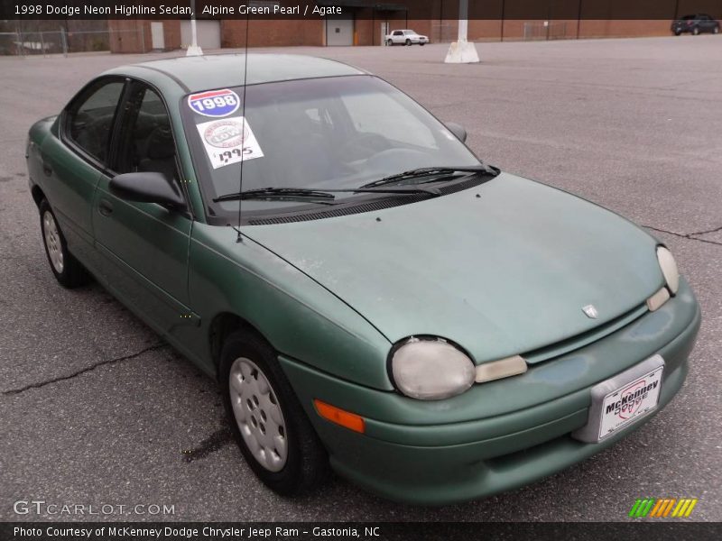 Alpine Green Pearl / Agate 1998 Dodge Neon Highline Sedan
