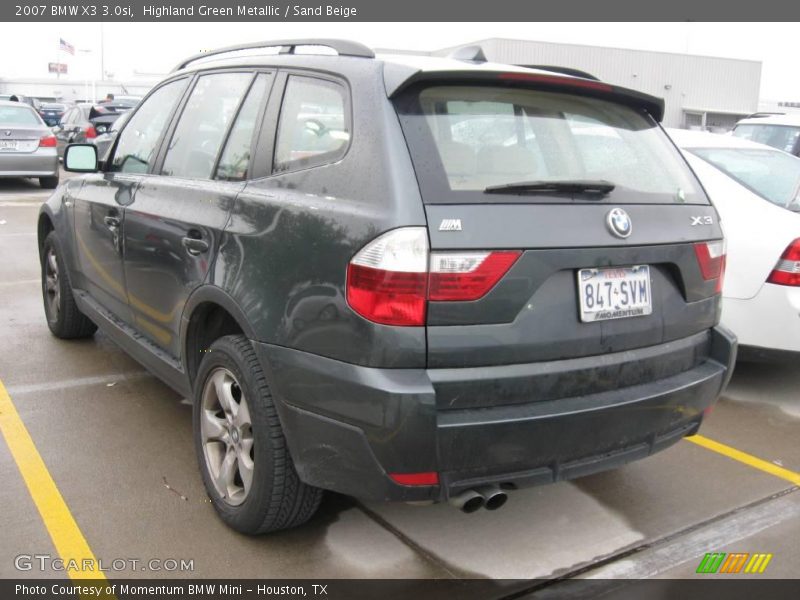 Highland Green Metallic / Sand Beige 2007 BMW X3 3.0si