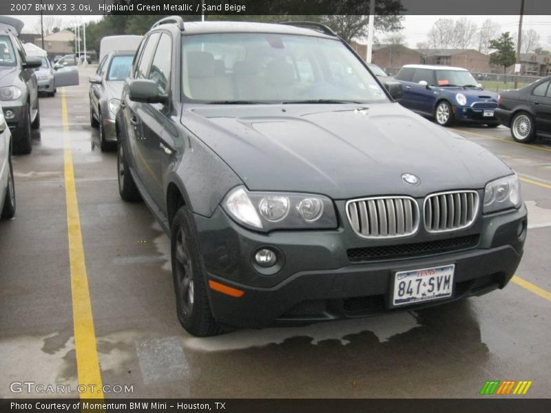 Highland Green Metallic / Sand Beige 2007 BMW X3 3.0si