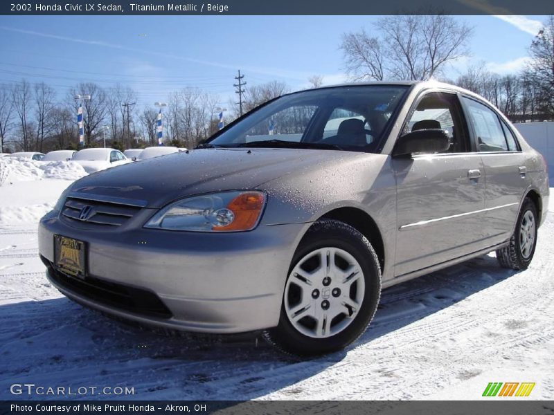 Titanium Metallic / Beige 2002 Honda Civic LX Sedan