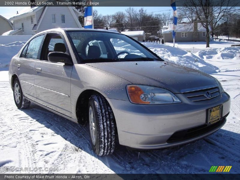 Titanium Metallic / Beige 2002 Honda Civic LX Sedan