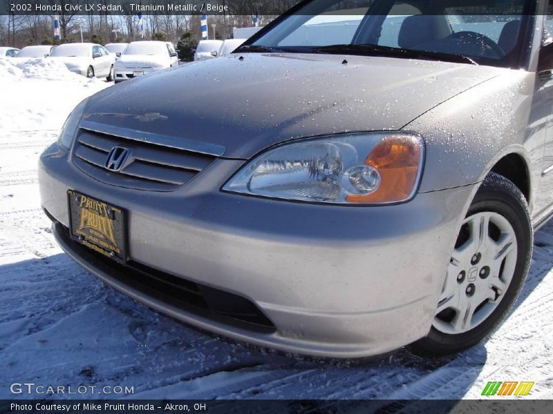 Titanium Metallic / Beige 2002 Honda Civic LX Sedan