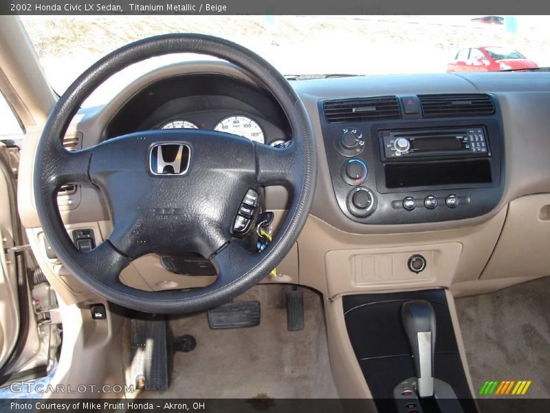 Titanium Metallic / Beige 2002 Honda Civic LX Sedan