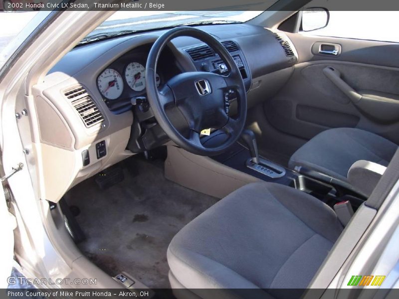 Titanium Metallic / Beige 2002 Honda Civic LX Sedan
