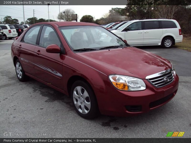 Spicy Red / Beige 2008 Kia Spectra EX Sedan