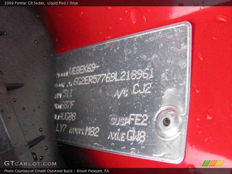 Liquid Red / Onyx 2009 Pontiac G8 Sedan
