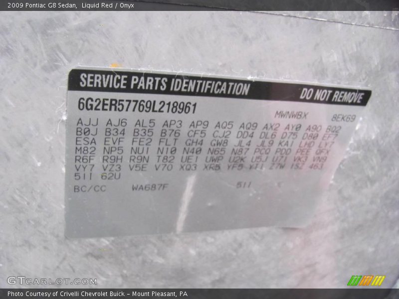 Liquid Red / Onyx 2009 Pontiac G8 Sedan