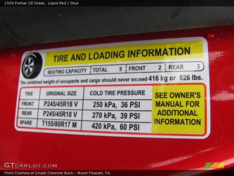 Liquid Red / Onyx 2009 Pontiac G8 Sedan