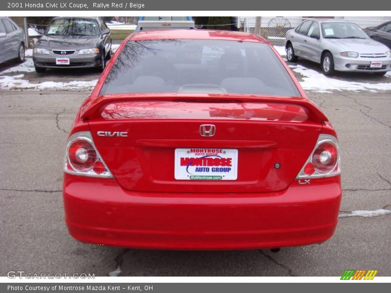 Rallye Red / Beige 2001 Honda Civic LX Coupe