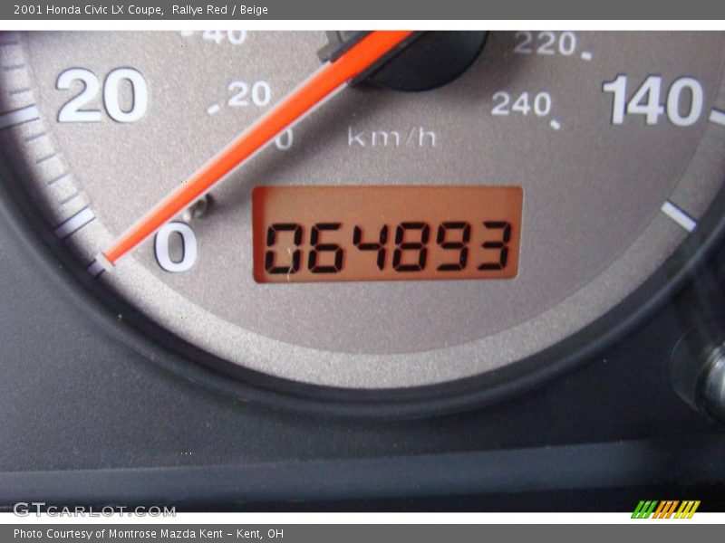 Rallye Red / Beige 2001 Honda Civic LX Coupe