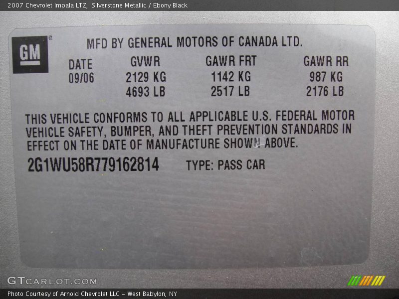 Silverstone Metallic / Ebony Black 2007 Chevrolet Impala LTZ