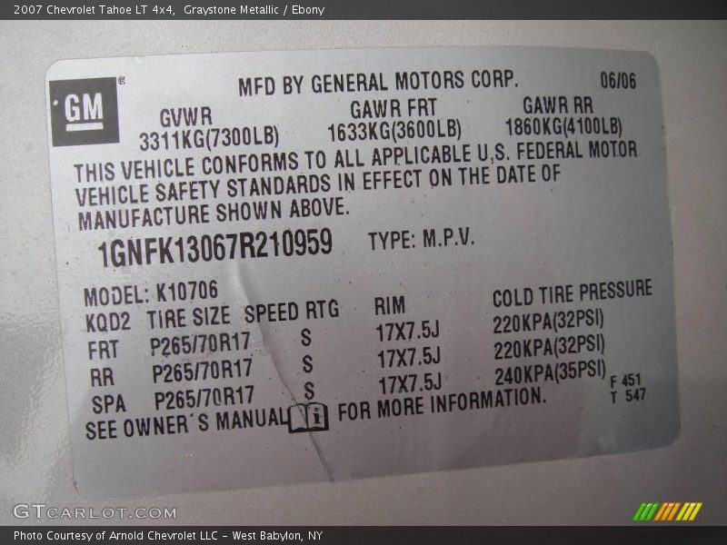 Graystone Metallic / Ebony 2007 Chevrolet Tahoe LT 4x4