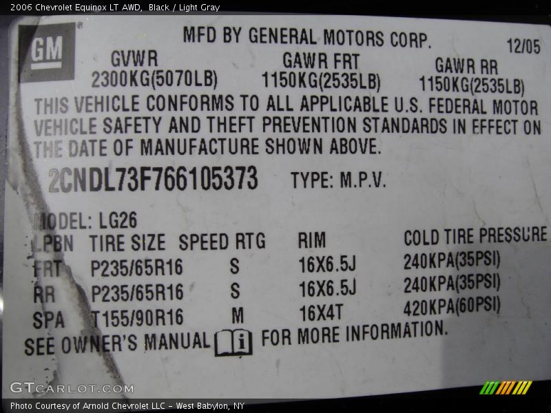 Black / Light Gray 2006 Chevrolet Equinox LT AWD