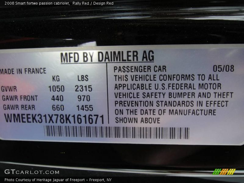 Rally Red / Design Red 2008 Smart fortwo passion cabriolet