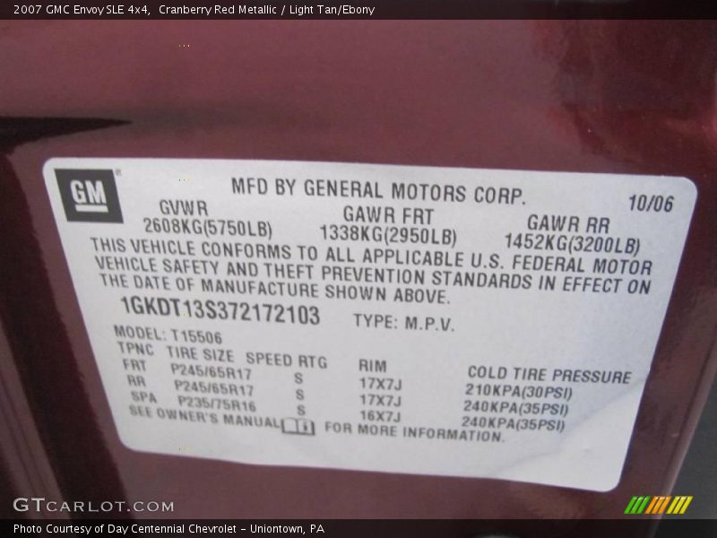 Cranberry Red Metallic / Light Tan/Ebony 2007 GMC Envoy SLE 4x4