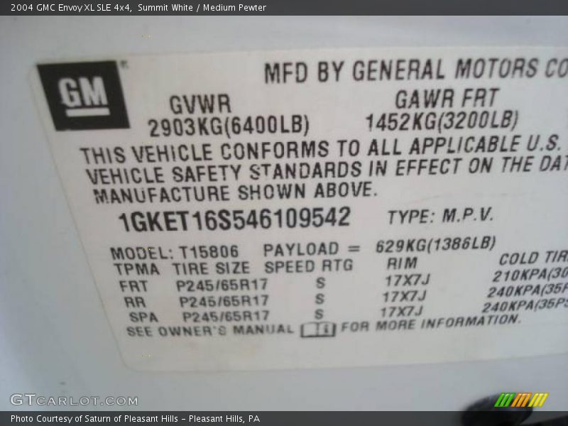 Summit White / Medium Pewter 2004 GMC Envoy XL SLE 4x4