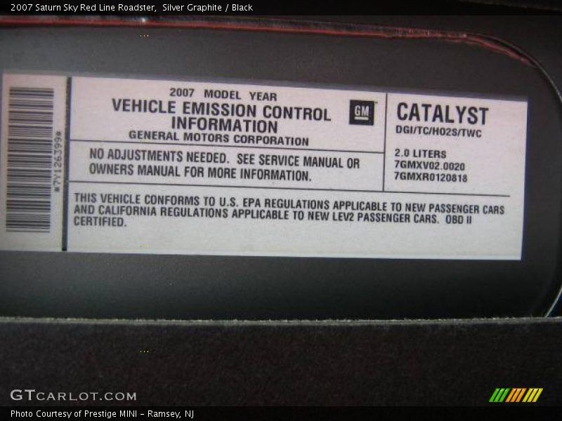 Silver Graphite / Black 2007 Saturn Sky Red Line Roadster