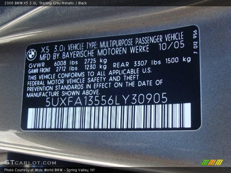 Sterling Grey Metallic / Black 2006 BMW X5 3.0i