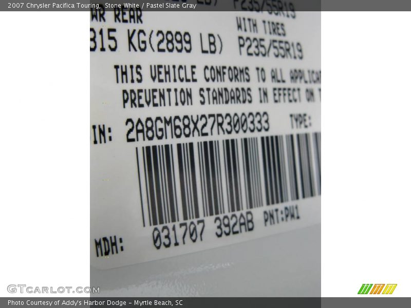 Stone White / Pastel Slate Gray 2007 Chrysler Pacifica Touring
