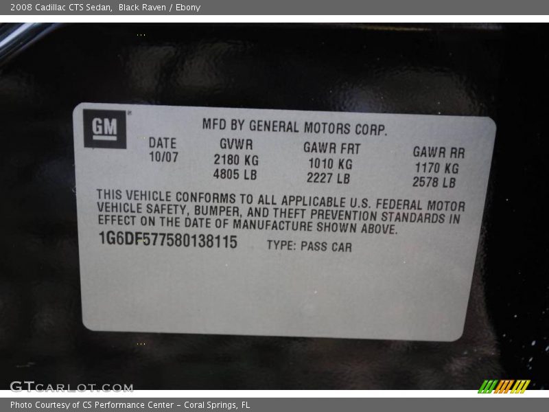 Black Raven / Ebony 2008 Cadillac CTS Sedan