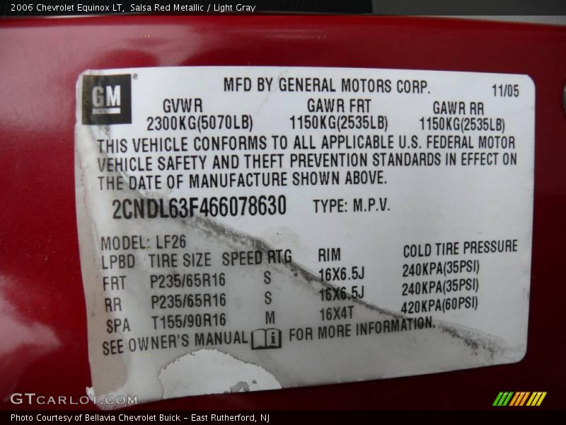 Salsa Red Metallic / Light Gray 2006 Chevrolet Equinox LT