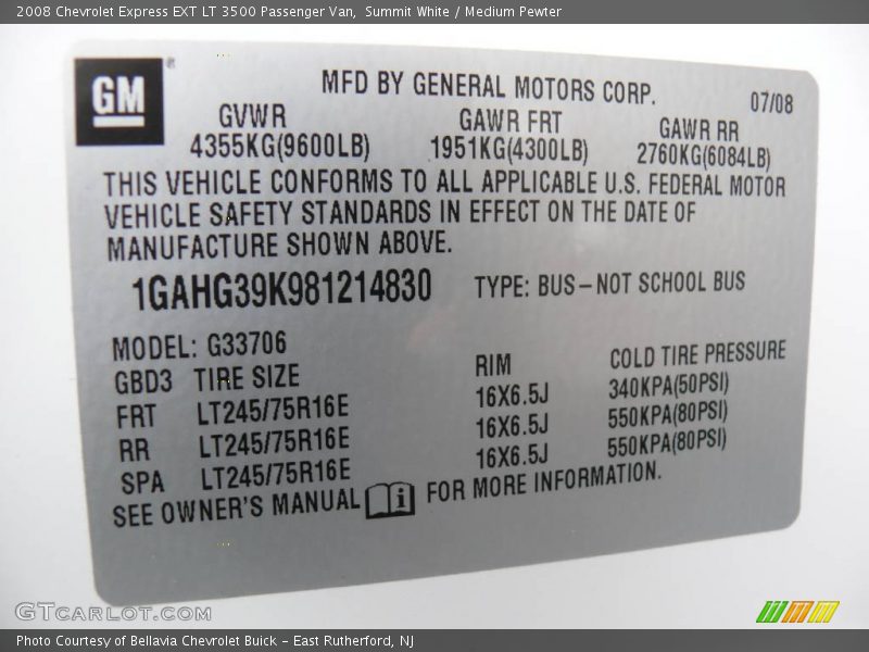 Summit White / Medium Pewter 2008 Chevrolet Express EXT LT 3500 Passenger Van