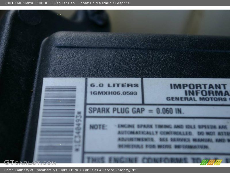 Topaz Gold Metallic / Graphite 2001 GMC Sierra 2500HD SL Regular Cab